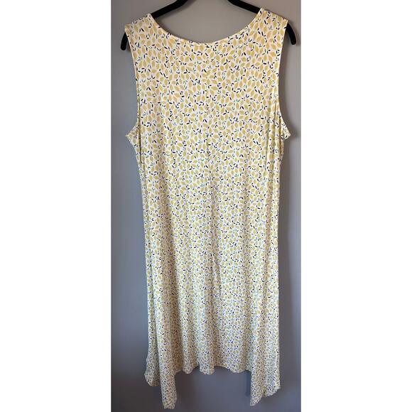 C&C California Midi Dress Size 1X Yellow White Lemon Print Tank Sharkbite Hem - Picture 6 of 8